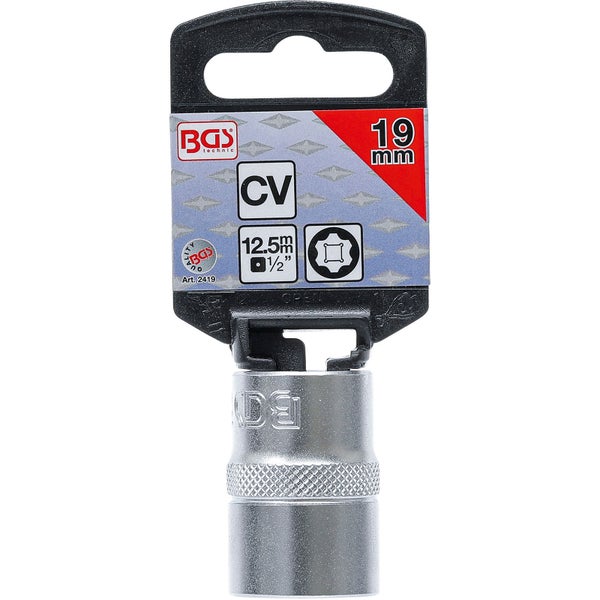 BGS Steckschlüssel-Einsatz Super Lock Antrieb Innenvierkant 12,5 mm (1/2) SW 19 mm - 2419