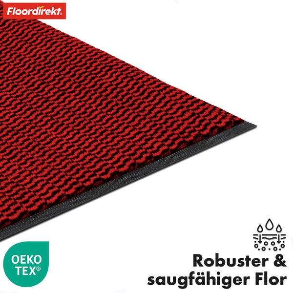 FLOORDIREKT Schmutzfangmatte - SKY Novo - PVC-frei - Extra Halt & Langlebigkeit - Rot - 90 x 150 cm