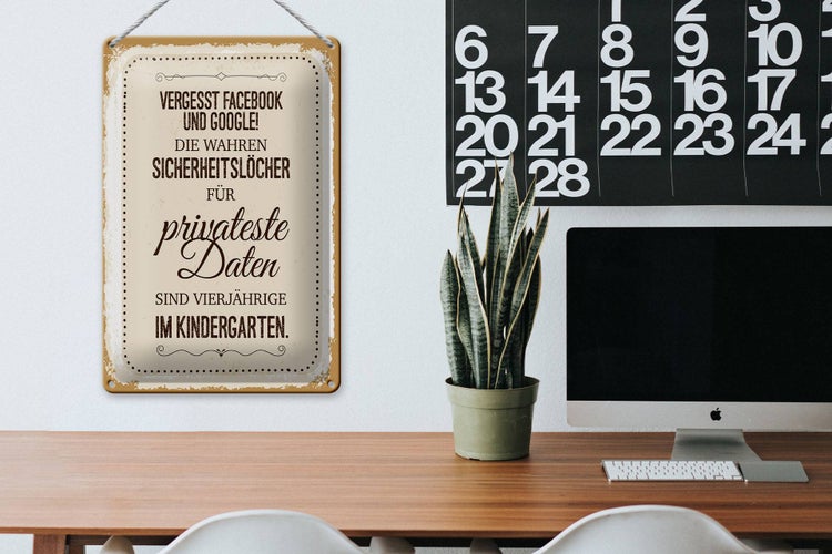 Blechschild Spruch Vergesst Facebook und Google 20x30cm
