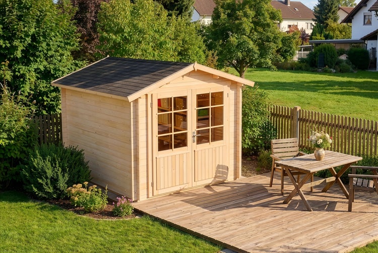 Alpholz Gartenhaus Bremen-28 C aus Massiv-holz, Gerätehaus mit 28 mm Wandstärke, Garten Holzhaus inklusive Montagematerial, Geräteschuppen Größe: 250 x 400 cm, Satteldach