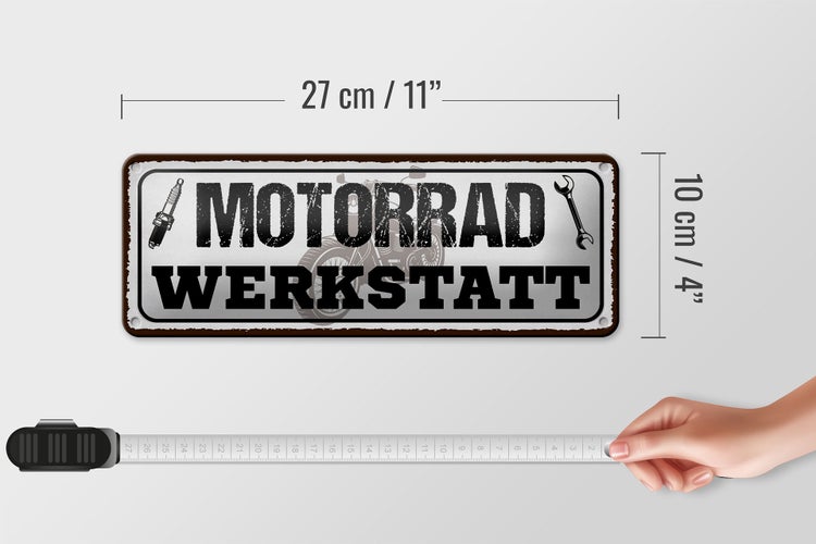 Blechschild Spruch 27x10cm Motorrad Werkstatt Werkzeug Dekoration