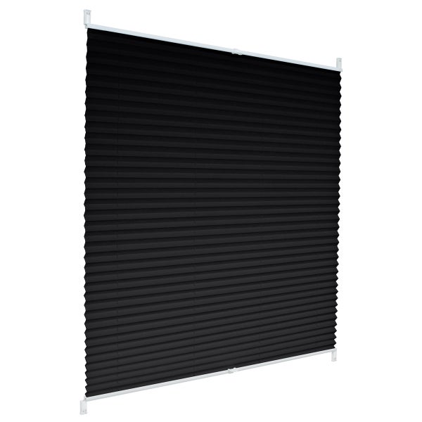 ECD Germany Plissee Klemmfix ohne Bohren 50x150 cm Schwarz Blickdicht Sonnen- und Sichtschutz Faltrollo Jalousie mit Klemmträger für Fenster & Tür EasyFix Plisseerollo Lichtdurchlässig Fensterrollo