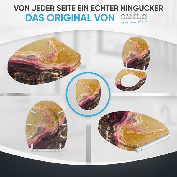 Sanilo WC Sitz mit abstrakter Marmor Optik in Gold und Pink