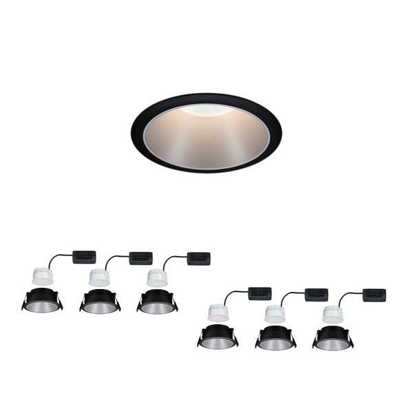 LED Einbauleuchte 3-Step-Dim Cole Coin 6er-Set IP44 rund 88mm Coin 6x6W 6x470lm 230V dimmbar 2700K Schwarz, Silber matt