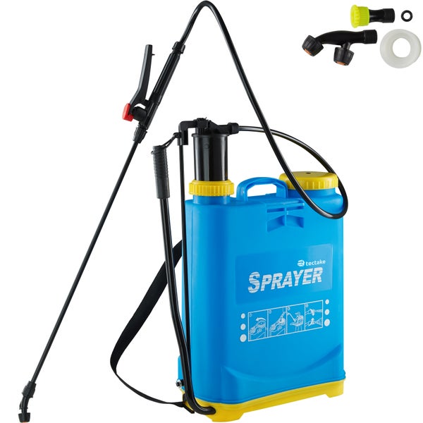 Drucksprüher tectake  Sprühlanze mit Sicheheitsdruckknopf, leichte Reinigung 16 Liter blau