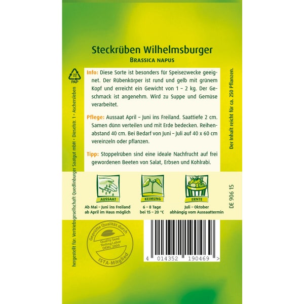Steckrübe Wilhelmsburger Samen von Quedlinburger SAATGUT