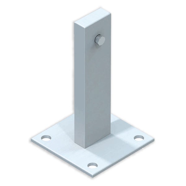 Pfostenträger aus Metall mit quadratischer Grundplatte und Befestigungsbohrungen
