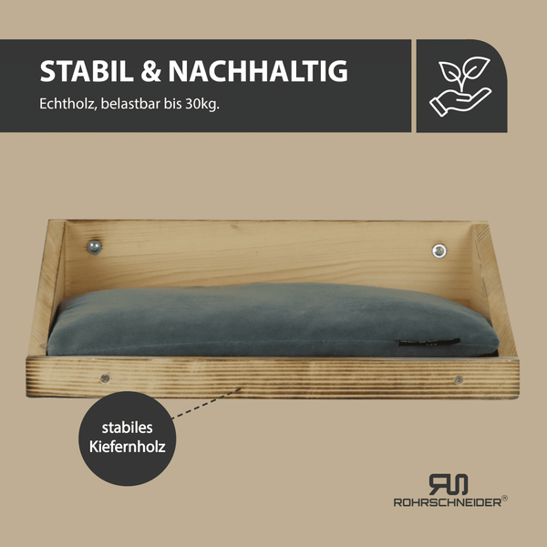 Rohrschneider Wandmulde geflammt + Kissen mit Füllung Samt fresh grau