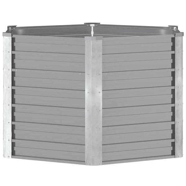 Eck-Hochbeet aus verzinktem Metall mit stabilen Eckpfosten für den Gartenbau.