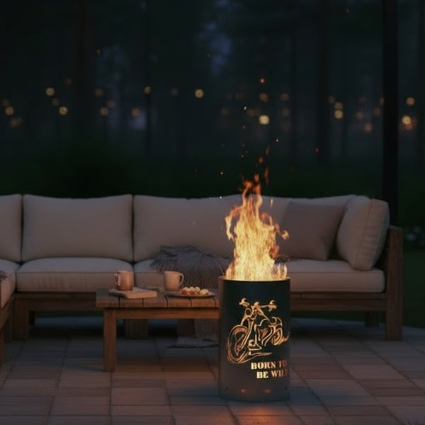 Feuerstelle mit Motorrad Motiv für den Garten oder die Terrasse