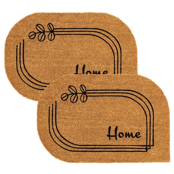 Zwei Fußmatten aus Kokosfaser mit der Aufschrift Home