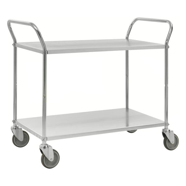 Servierwagen mit zwei Ablageflächen und Rollen