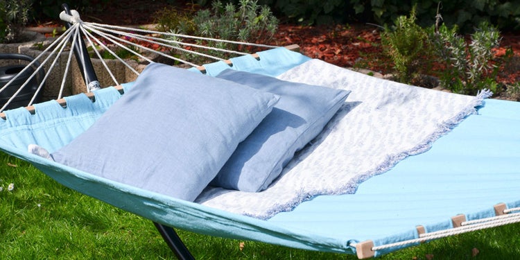 AMANKA XXL Stabhängematte 200x120 Doppelhängematte 2 Personen Hängematte Blau