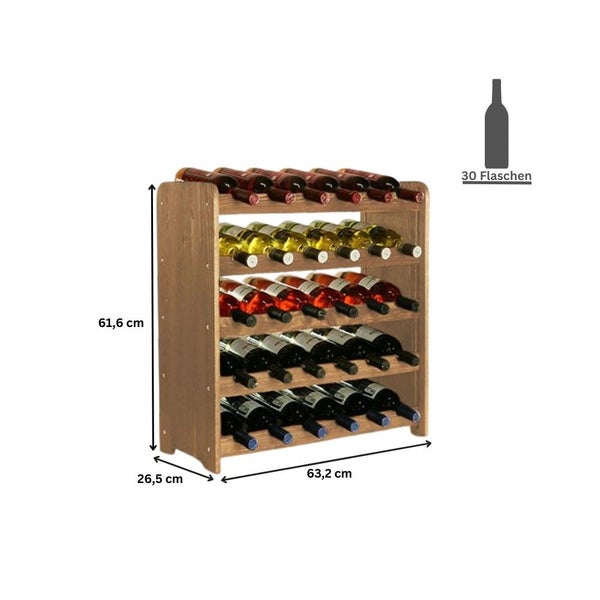 PROREGAL Weinregal Pinotwine C HxBxT 61,6 x 63,2 x 26,5 cm 30 Flaschen Massives Kiefernholz Braun Geölt