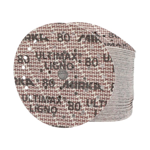 Mirka Ultimax Ligno Ø 150mm Schleifscheiben Klett Multifit / Korn 80 / 100 Stück / Multi-Lochung / zum Schleifen von Holzoberflächen