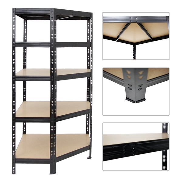 PROREGAL Eckregal Tiger HxBxT 180 x 90 x 45 cm Fachlast 175 kg Schwarz