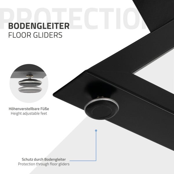 ML-Design 2 Stück Tischbeine 43xH40cm, Tischkufen X-Form, aus Stahl pulverbeschichtet, Schwarz, Industriell, Kufengestell Tischgestell Metall Möbelfüße für DIY-Projekte Bankkufen Bankgestell Bankbeine