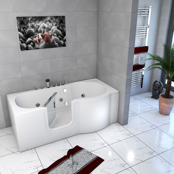 Sitzwanne Whirlpool Badewanne mit Tür S12-TH-WP-L 170x85cm