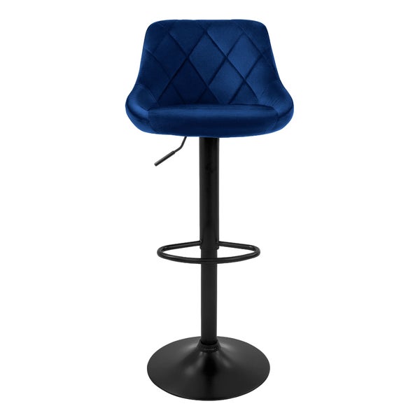 ML-Design Barhocker 4er Set, Bezug aus Samt, Blau, Gepolsterter Barstuhl mit Rückenlehne und Fußstütze, Tresenhocker höhenverstellbar 62-82 cm, 360° drehbar, Bistrohocker Hocker Drehstuhl Barstühle