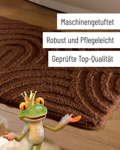 Maschinengetuftete Badematte mit Wellenmuster, robust, pflegeleicht und geprüfte Top-Qualität.