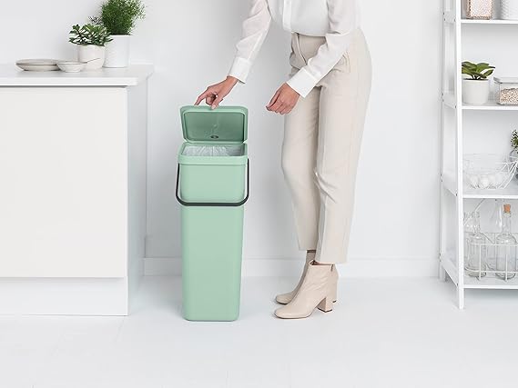 Brabantia Abfallsammler Mit Stay Open Deckel 40 Liter HxBxT 62 x 26,8 x 34,5 cm Kunststoff Jade