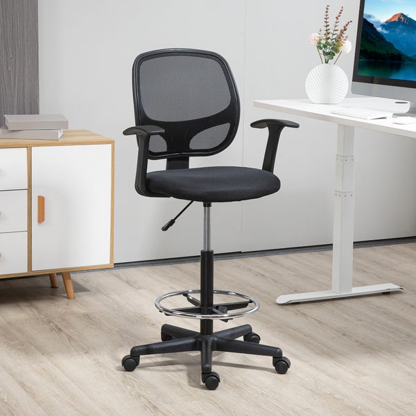 Vinsetto, Arbeitsstuhl, Ergonomischer Drehstuh, 60L x 56B x 132H cm, Mesh(100% Polyester), Schwarz