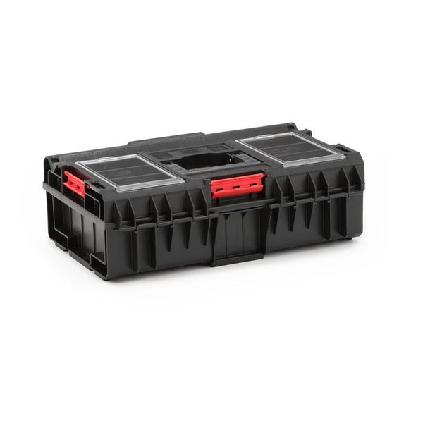 PROREGAL QBRICK Werkzeugkasten One 15,5 Liter Transparenter Deckel Mit Deck & Frontgriff Traglast Bis Zu 120 kg Mit Klemmverschlüsse Schwarz