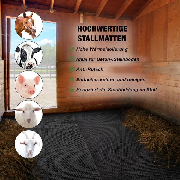 FLOORDIREKT Stallmatte mit Noppen - GW4008 - Drainagematte für Tierhaltung - 183 x 122 cm