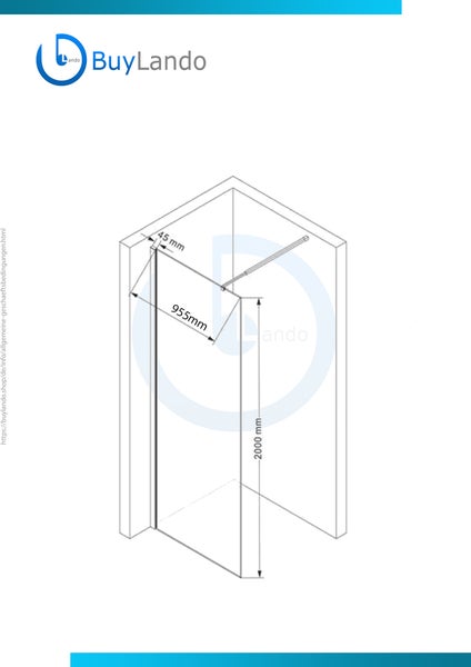 Glaswerk Westfalen - LiLy 100x200 cm Walk in Duschwand  Satiniert Gold