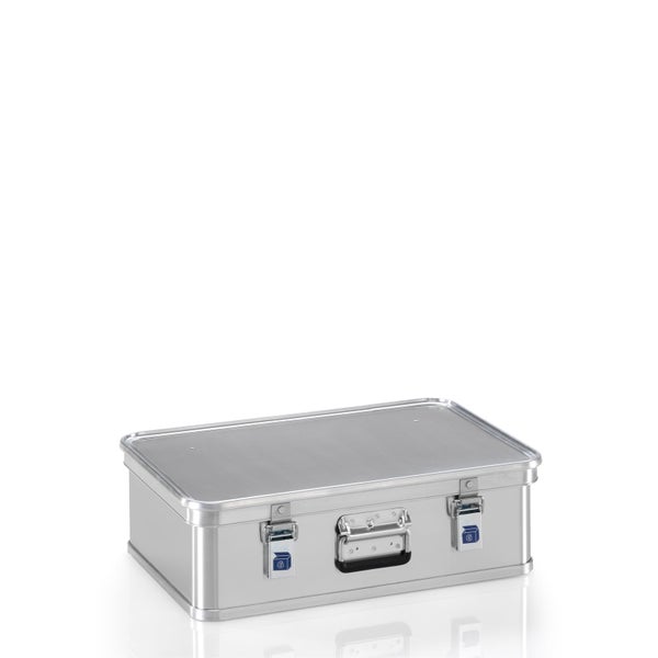 Wertstoffsammler aus Stahl mit trapezförmiger Einwurföffnung oben, abschließbarer Fronttür mit Griff und Stumpf Logo.