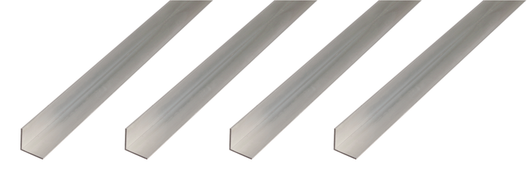 Vier Aluminium Winkelprofile als Metallprofil für Heimwerkerprojekte