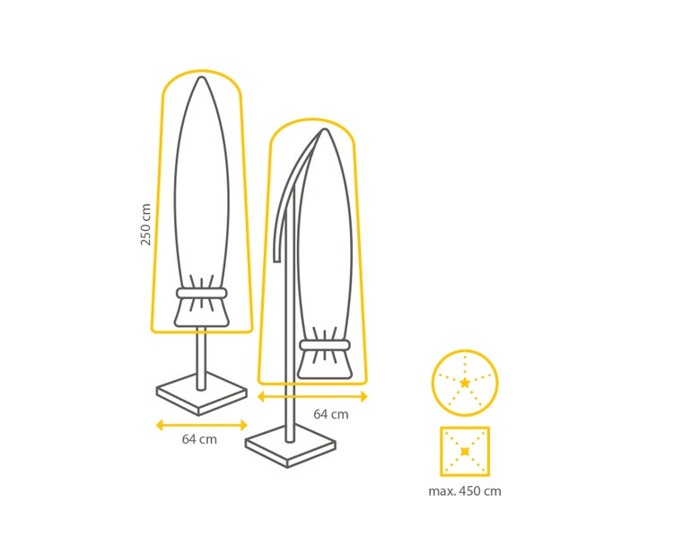 Technische Zeichnung Sonnenschirm mit Maßen