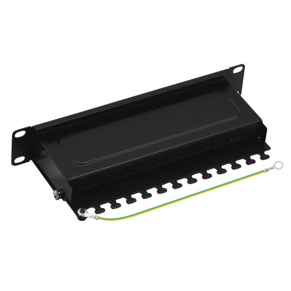 ProfiPatch Cat6a Patchpanel Patchfeld 10 Zoll 12 Port Verteilerfeld geschirmt RJ45 Rackeinbau geschirmt 1HE schwarz