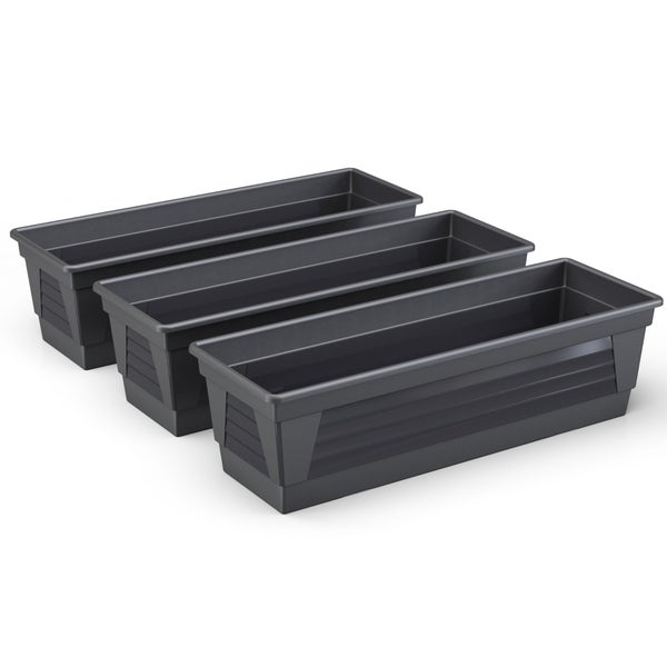 Plastard Blumenkasten 3er Set Anthrazit 60x21x17 cm Pflanzkasten Balkonkasten Pflanzkübel