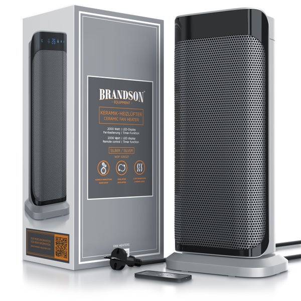 Brandson 2000W Keramik Heizlüfter, energiesparend, leise, Oszillationsfunktion 35°, Überhitzungsschutz, Automatische Abschaltung, Umkippschutz