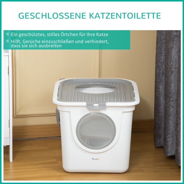 PawHut Katzentoilette, 44L x 55B x 39H cm, PE, Weiß