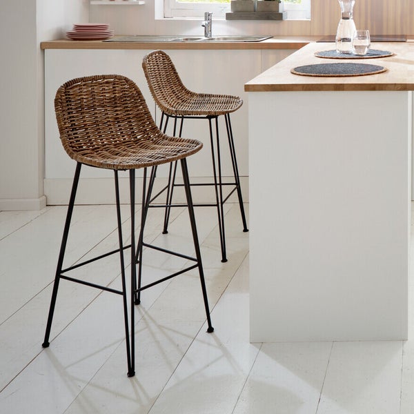 FRANK FLECHTWAREN | Rattanbarstuhl Modern Line, RATTAN, 40 x 42 x 91 cm, Sitzhöhe 67 cm, Stückpreis