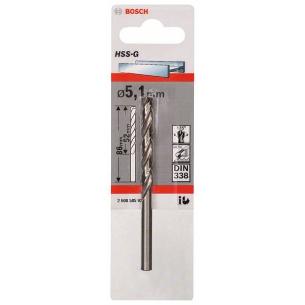 Bosch 1x Metallbohrer HSS-G DIN 338 5,1 x 52 x 86 mm - 2608585923