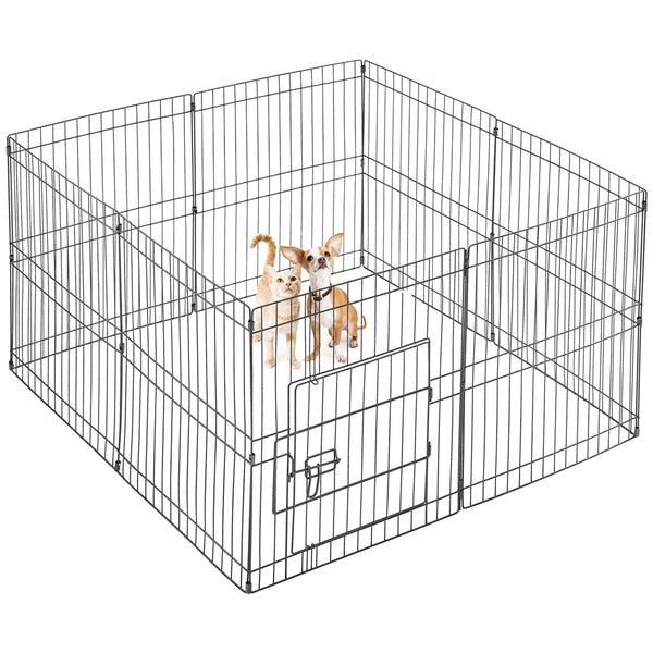 Metall Laufstall mit Katze und Hund