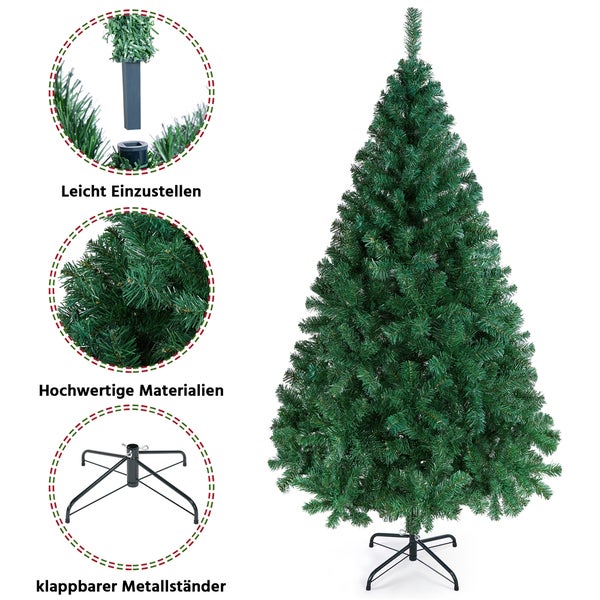Yaheetech 183cm Künstlicher Weihnachtsbaum mit Spitzen , Grün