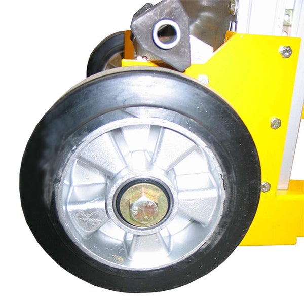 Rad eines Bauaufzugs, Nahaufnahme