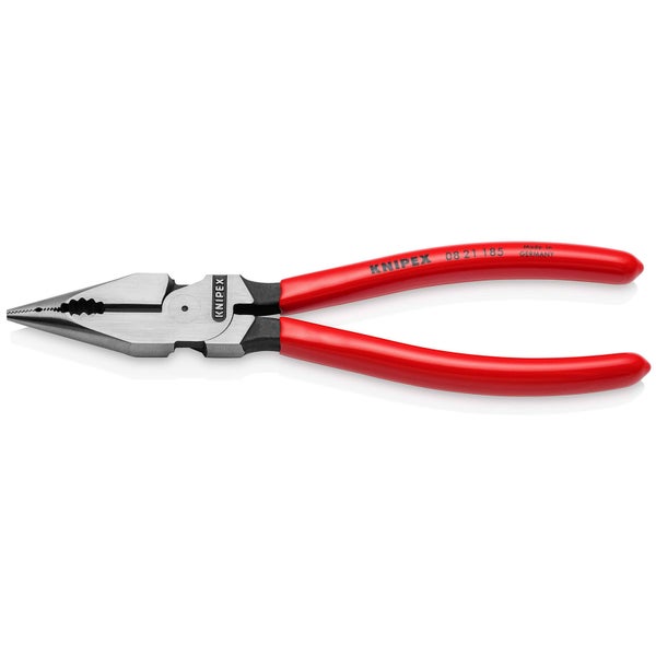 Knipex Spitz-Kombizange mit Kunststoff überzogen schwarz atramentiert 185 mm - 0821185