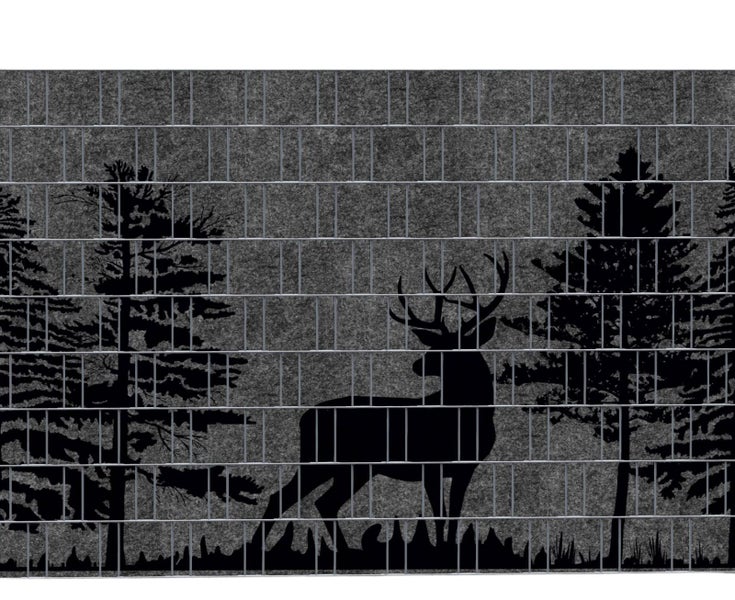 Dekorative Zaunblende mit Hirsch- und Waldmotiv
