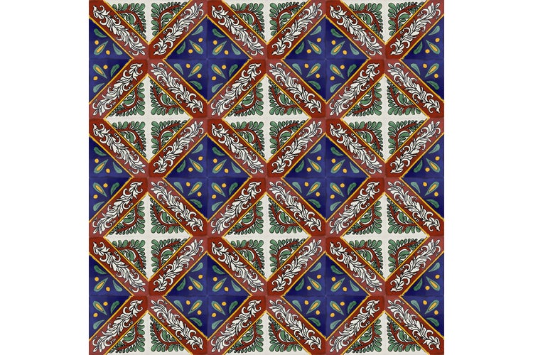 Fliesenmuster mit floralen und geometrischen Motiven