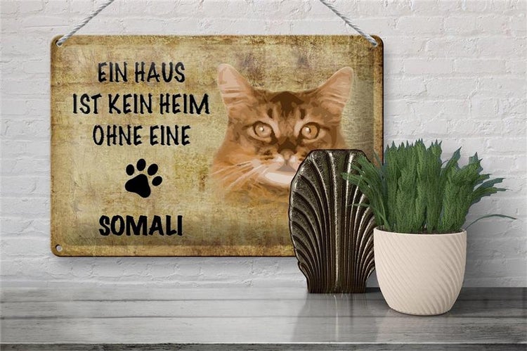 Blechschild Spruch 30x20cm Somali Katze ohne kein Heim