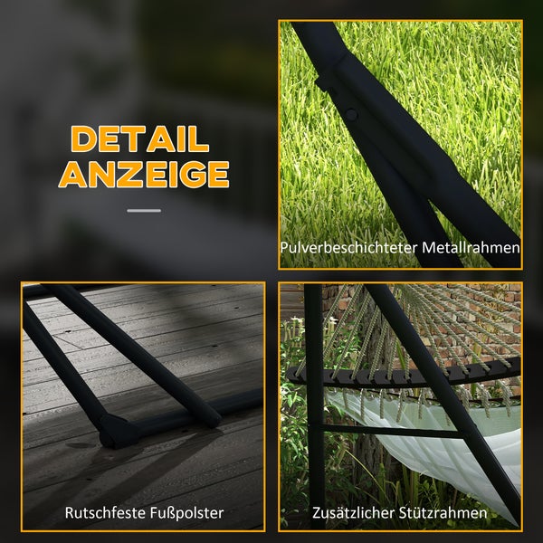 Outsunny Hängemattengestell, Hängestuhlgestell, Hängemattenständer mit Hängematte, Tragetasche, bis 120 kg Belastbar, Stahl, 263 x 89 x 100 cm, Schwarz
