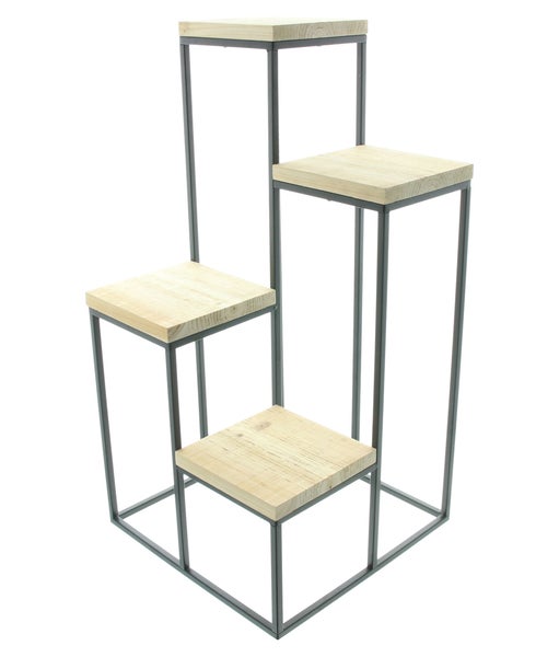 FRANK FLECHTWAREN | Regal Plain, METALL, HOLZ, 34 x 34 x 67 cm