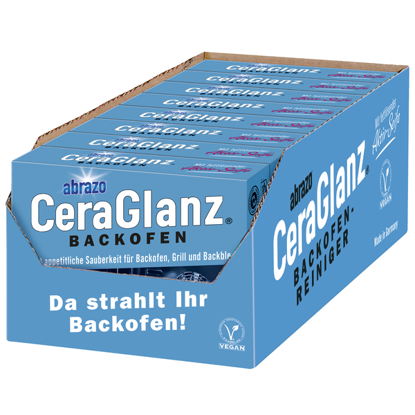 abrazo CeraGlanz Backofenreiniger für Backofen, Grill und Backbleche, mit fettlösender Aktiv-Seife, vegan, Displaybox.