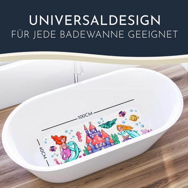 Homerella® Badewannenmatte rutschfest Kinder - 100% BPA frei Inkl. 2 Haken zum Aufhängen 100x40cm - Antirutschmatte Badewanne Baby hautsensitiv & schimmelresistent - Badematte rutschfest & waschbar
