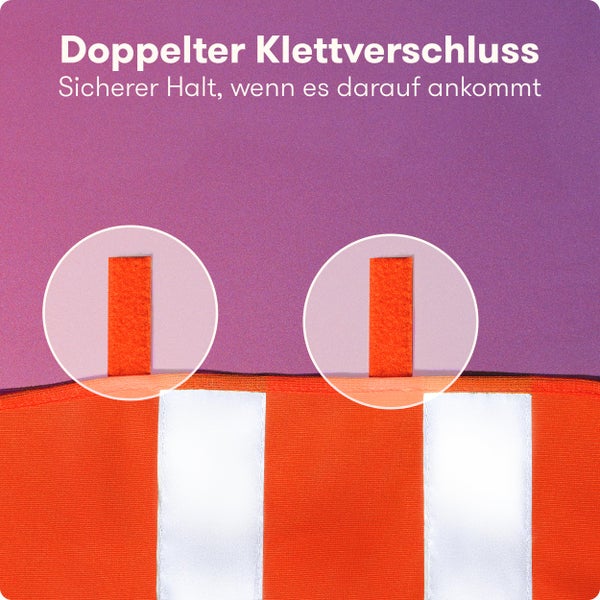 Warnweste mit zwei Klettverschlüssen für sicheren Halt.